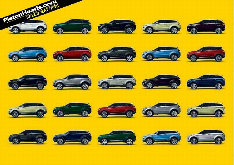 Range Rover Evoque Colour Chart