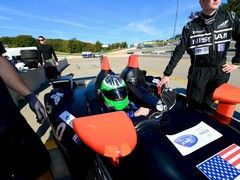 Harris heads off in the Deltawing...