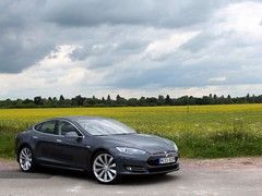 Even in muted grey the Tesla turns heads aplenty