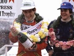 Yes, that's Ayrton Senna on a British F3 podium
