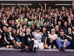 Smiles all round at Mercedes!