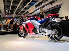 Show bike displayed alongside MotoGP racer