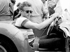 James Dean photographed in the Ferrari